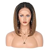 DALUXE 12'Handgeflecht 4X4 Synthetische Spitze Vorderbombe Twist Geflochtene Perücken Bob-Zöpfe Perücke Für Frauen Leichte Flechte Haarfeder Twist Braids Spitze Frontal Perücken,B