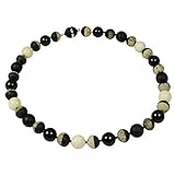Funk-Collier Edelstein Kette Onyx mit Zitronen-Chrysopras, Magnetschloss, ca. 47 cm, D