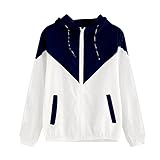 Kapuzenjacke Damen Herbst Mäntel Dünn Übergangsjacke Winddicht Mädchen Patchwork Sweatjacke Wärmend Sweatmantel Einfarbig Lose Sweatshirt Langarm Trenchcoat Overcoat Vintage Tops Gehrock Kurz Unisex