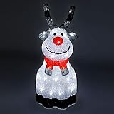 Weihnachtsdekoration LED Elch Acryl Beleuchtung Figur kaltweiß 45 LEDs Strombetrieb Außenbeleuchtung mit Timerfunk