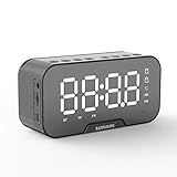 Bluetooth-Lautsprecher, Wecker, Radiowecker mit Bluetooth 5.0 Lautsprecher, FM-Radio, Sleep-Timer, Schlummerfunktion, LED-Spiegel-Bildschirm, Dual-Wecker, Thermometer und USB-L