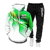 NIUFEITIANLE 2 STÜCKE Unisex Ca-di.lla.c Hoodie + Hosenanzug Jacken 3D Print Hoodies Sportswear Sweatshirt Pullover Herren/E/XXXXL