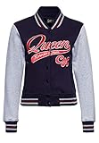 Queen Kerosin Damen College Sweatjacke | Regular Fit | Stickereien Queen C