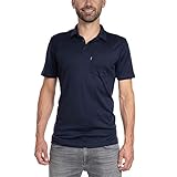 Woolly Clothing Herren Poloshirt aus Merinowolle, ultraleicht, feuchtigkeitsableitend, atmungsaktiv, geruchshemmend - Blau - M