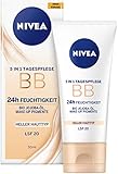 NIVEA BB 5 in 1 Tagespflege 24h Feuchtigkeit (50 ml), BB Cream für helle Hauttypen mit LSF 20, getönte Tagescreme mit Bio Jojoba-Öl & Make-up Pig