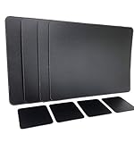 Nikalaz Platzsets und Untersetzer (4er Set) aus recyceltem Leder, 4 Stück platzsets und 4 Glasuntersetzer, Tischsets, Platzdeckchen (40 x 30 cm, Schwarz)