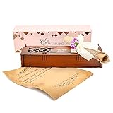 WEIBURG Geschenkbox Holz 'Ich liebe dich' edel 26 x 7 x 4 cm + Vintage Briefpapier geeignet als: Geburtstagskarte, Hochzeitskarte, Liebesb