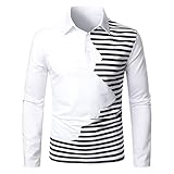Buby Herren Horizontal Gestreift Langarm Revers Button Down Sweatshirt Hemden Tops Männer Herbst Beiläufig Klassische Mode Leicht Übergröße Pullover Sport Fitness Slim Fit Outwear T-Shirt Jack