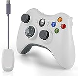 Wireless Controller für Xbox 360,2.4GHZ Dual Vibration Remote Gamepad Joystick für Xbox 360 Controller/PC / Windows 7,8,10, mit Receiver Adapter und ohne Audio-Buchse-Weiß (Non-OEM)