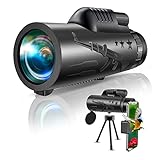 Monokular Teleskop 40X60, Everenty Monocular Fernrohr HD Zoom mit Smartphone Halter und Stativ, Teleskop Starscope Monokular für Vogelbeobachtung, Camping,Reisen,Jagen,Ballsp