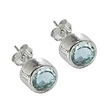 Chili Jewels Ohrstecker Topas blau (6mm) rund,