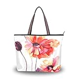 Ahomy Strandtasche für Damen, Wasserfarben-Gemälde, Mohnblumen, große Schulter-Handtasche für Damen, Mehrfarbig - multi - Größe: M