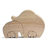 Wooden Ornament Elephant Mother and Child Mother's Day Gift Tabletop Decor Sculpture Art Desktop Sign Photo Prop for Home Store Office D