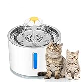Chasehill Wasserbrunnen für Katzen und Hunde, sehr leiser Wasserstand-Fenster mit LED-Licht, Edelstahl-Oberseite, 2,4 l, Wasser-Trinkbrunnen für Haustiere, 2 Packungen F