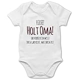 Shirtracer Statement Sprüche Baby - Hilfe Holt Oma - 3/6 Monate - Weiß - Baby Sachen mit sprüchen zum 2 Jahre - BZ10 - Baby Body Kurzarm für Jungen und M