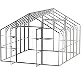 Gewächshaus Groß Tudor 3,5m x 14m - Premiumqualität Stahlrahmen, Garten Treibhaus Pflanzenhaus mit 4mm Polycarbonat - Fundament und Automatischer Fensteröffner Op