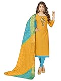 Vivastram Traditioneller indischer ethnischer Churidar-Designer-Salwar-Anzug für Frauen, Gelb 3, M