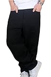 CYSTYLE Herren Hip Hop Jeanshose Schwarz Hipster Style Baggy Jeans Rap Denim Straight Leg Loose Fit (32)
