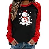 yiouyisheng Damen Weihnachten Sweatshirt Weihnachtspullover Langarm Herbst und Winter Langarmshirt Pullover Christmas Sweatshirts Oberteile Pulli Rentier Weihnachten Pullover für F