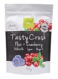 Elixi TastyCrush gemahlene Leinsamen mit Cranberry 300 gr - Leinsamen geschrotet glutenfrei und vegan, Flaxseed Powder mit Omega 3, Ballaststoffen und Protein, low carb