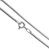 Rhodinierte 925 Silber Halskette Schlangenkette Halskette Sterlingsilber 1.4mm 40,45,50,55,60,70,80,90cm #2068 (50)