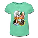 Spreadshirt Bibi & Tina Die Serie Amadeus & Sabrina Mädchen T-Shirt mit Raffungen, L, Mintgrü