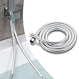 WOOHSE Duschschlauch Duschkopfschläuche Silver Flexibel Brauseschlauch 1/2 Zoll 2m Flexibler PVC mit Doppeltem Auslaufsicher Verdrehschutz Schlauch, für Handb
