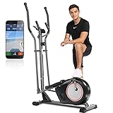 ANCHEER APP Crosstrainer, 2021 New Crosstrainer für Zuhause mit 8 Magnetwiderstandsstufen, Multifunktions-LCD-Monitor, 150kg Gewichtskapazität für den Heim (grau)