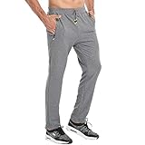 Tansozer Jogginghose Herren Ohne Bündchen mit reißverschluss Taschen Freizeit Baumwolle(Gray 2XL)