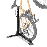 HOMCOM Fahrradständer, Universal Fahrradparker, Montageständer mit 2 Haken, 6 Stufen höhenverstellbar, Metall, Schwarz, 66 x 56 x 63-73,5