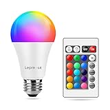 Lepro Farbwechsel E27 LED Lampe, 9W Dimmbar Birne mit Fernbedienung, RGB & Warmweiß, 16 Farben, 9 W = 60 W, 2700 Kelvin LED Leuchtmittel, Fernbedienung ink