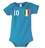 Kinder Baby Strampler Shirt Italien mit Wunschname + Nummer - Blau 3-6 M