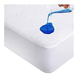 CAROLINE SHATUIK Matratzenschoner, 30 cm tief, wasserdicht, für King-Size-Bett, geräuscharm und antiallergen, atmungsaktiv, Frottee-Matratzenauflage (King-Size-Bett 152 x 200 + 30 cm)