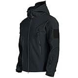 JFLSJP Shark Skin Soft Shell Jackets Men Tactical Windproof Waterproof Jacket Mens Hooded Bomber Coats-Black_XXL_Tschechische_Republik