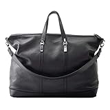 LAMARTHE PARIS - Elegante Echtleder Unisex Tasche, Designer Weekender Reisetasche & Sporttasche mit viel Platz, für Damen und Herren, inkl. Staubbeutel, schw