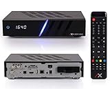 AX HD61 4K UHD E2 Linux Twin Sat-Receiver mit 2X DVB-S2X Tuner, PVR Aufnahmefunktion, Ultra HD, IPTV, HDR, für Satellitenfernsehen, vorprogrammiert für Astra Hotbird, mit HDMI Kabel & 2TB Festp