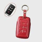 HIBEYO Smart Autoschlüssel Hülle Passt für Land Rover Jaguar Schutzhülle Schlüsselhülle Cover für Range Rover Sport Discovery 5 Jaguar XF XJ XJL XE 5-Tasten Smartkey Rindsleder Schlüsselbox-B R