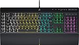 Corsair K55 RGB Pro – Dynamische RGB-Hintergrundbeleuchtung – Sechs Makro-Tasten mit Elgato Stream Deck-Software-Integration – IP42 Staub- und spritzwassergeschützt – abnehmbare Handballenauflag