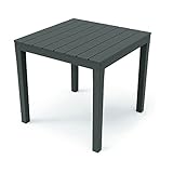 Mojawo Bistrotisch Kunststoff 78x78cm Anthrazit Campingtisch eckig Balkontisch Gartentisch Terrassentisch Holzoptik