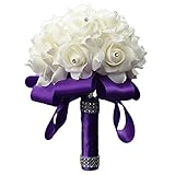 TopKi Direct Hochzeitsblumen, Hochzeits-Blumenstrauß Brautstrauß Hochzeit Blumenstrauß Heirloom Künstliche Rose B