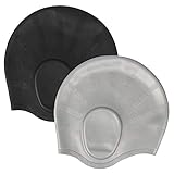 CYSJ 2 Stück Silikon-Badekappe, Ohrenschutz, Elastische Badehaube, Silikon Badekappen Badehüte Anti-Rutsch wasserdichte für Erwachsene Männer F