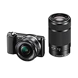 Sony Alpha 5000 Systemkamera (Full HD, 20 Megapixel, Exmor APS-C HD CMOS Sensor, 7,6 cm (3 Zoll) Schwenkdisplay) schwarz inkl. SEL-P1650 & SEL-55210 Objek