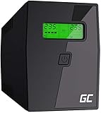 Green Cell® UPS USV Unterbrechungsfreie Stromversorgung 600VA (360W) mit Überspannungsschutz 230V Line-Interactive Spannungsregelung AVR USV-Anlage USB/RJ11 2X Schuko Ausgänge LCD B