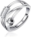 QAZXCV Frauen Männer 925 Sterling Silber Einstellbare Angst Ring Frieden Zappeln Spinner Ringe Retro Hochzeitsversprechen Daumen Ringe Für Angst Stress Relief Geg