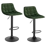 WOLTU BH273dgn-2 2er-Set Barhocker Küchenstuhl Barstuhl mit Rückenlehne und Einstellgriff, höhenverstellbar & 360° drehbar, Tresenhocker Bar Hocker aus hochwertigem Samt und Metall, Dunkelgrü