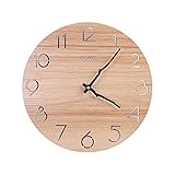 Brmeday Wanduhr Holz, 30cm/12 Zoll Wanduhr Groß, Modern Quartz Lautlos,Hohlmuster, Wanduhr Modern Wanduhren Vintage, Uhr Wand für Wohnzimmer,Schlafzimmer,Küche,Kinderzimmer,Bü