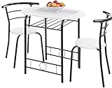 ts-ideen 3er Set Essgruppe Esstisch Küchen-Tisch aus Alugestell + MDF in Schwarz und Weiß 75 x 80 cm für Esszimmer Kü