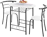 ts-ideen 3er Set Essgruppe Esstisch Küchen-Tisch aus Alugestell + MDF in Schwarz und Weiß 75 x 80 cm für Esszimmer Kü