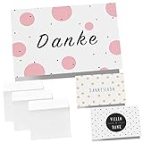 12 Dankeskarten Klappkarten mit Umschlägen, Dankeskarte, Postkarte Danke, Karte Danke, Dankeschön Karten, Danksagungskarten Hochzeit, Karte Abschied Kollege Kollegin, Vielen Dank Karten Danke (Dots)