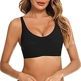 Damen Nahtloser BH ohne Bügel Schlaf BH leicht gefüttert Seamless Bustier mit herausnehmbar Polster Bralette verstellbare Träger T-Shirt BH gep